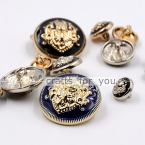 6PCS ANTIQUE PATTERNED 10MM-28MM METAL SHANK BUTTONS CLOTHING BAG SEWING CRAFT - Picture 1 of 15