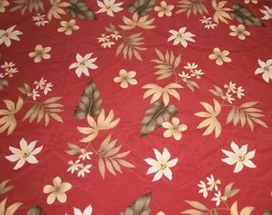 Hawaiian Fabric Red Floral Tropical Luau Print 45”width x 1.8 yards - Picture 1 of 2