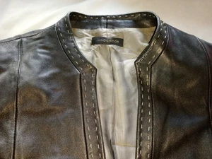 Windsmoor Damen Lederjacke schwarz L Langarm Kontrastnähte Tasche - Bild 1 von 8