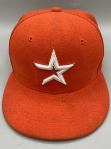 Houston Astros Hat Cap Fitted Mens 7 1/8 Orange MLB Baseball New Era - Picture 1 of 11