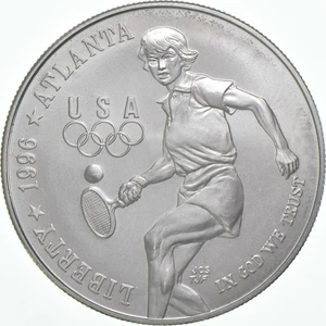 1996-D Unc Olympics Tennis Commemorative Silver Dollar $1 - Picture 1 of 3