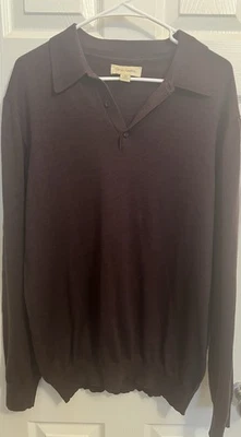 Suéter Polo John W Nordstrom Para Hombres Grande ALTO ExtraFino Lana Merino Granate Italia Foto 1 de 4