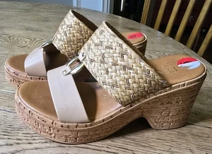 Toscanella Italy beige Damen-Plateausandalen Stroh-Slipper Doppelband Größe 6 - Bild 1 von 17