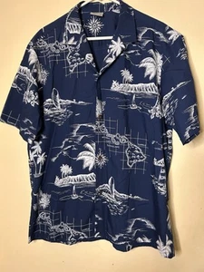 Vintage Royal Creations Mens Button Down Hawaiian Map Style Shirt XL Nice - Picture 1 of 7