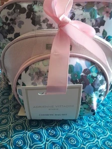 Adrienne Vittadini Cosmetic Bag Set New Floral Three Bags Pink And Lavender - Picture 1 of 8
