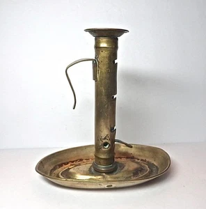 Großer antiker primitiver Messing Push-Up Kammerstock aus New York Bauernhaus aus dem frühen 19. Jahrhundert - Bild 1 von 7