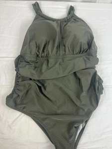 Traje de baño para mujer Cupshe ojo de cerradura recortado de una pieza talla 2X verde marino usado en excelente estado - Imagen 1 de 3