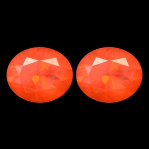 1.10 Ct VVS [2Pcs Pair] Eye-catching Oval 6.6 x 5.6 MM Blood Red Real Fire Opal - Foto 1 di 4