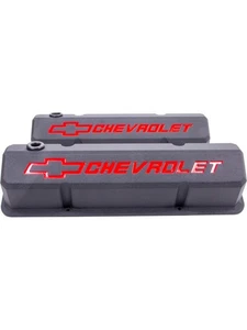 Proform Sbc Valve Cover Black Crinkle 'Chevrolet' Emblem Recessed (141-928) - Picture 1 of 12