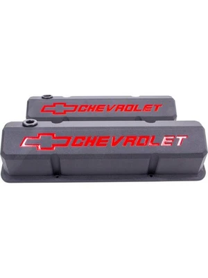 Proform Sbc Valve Cover Black Crinkle 'Chevrolet' Emblem Recessed (141-928) - Image 1 of 4