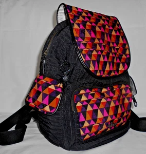 Kipling, stylischer Rucksack, Schwarz + buntes Dreieck-Muster, 1 x benutzt, TOP! - Bild 1 von 21