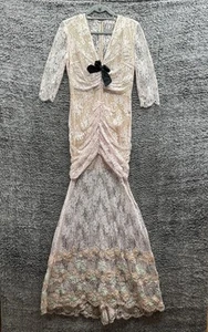 Maxi Vestido Alessandra Rich Rosa Claro Encaje, Vestido de Baile, Vestido Negro Corbata Pasarela - Imagen 1 de 14
