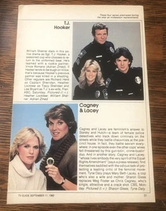 TJ Hooker/Cagney & Lacey 1982 - Página de guía de TV vintage - Imagen 1 de 1