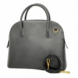 Celine 2way Leather Black Shoulder Bag Gold Vintage Authentic - Picture 1 of 10