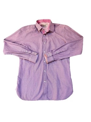 Camisa de vestir Ted Baker Endurance para hombre talla 15,5 34/35 púrpura/rosa con botones Foto 1 de 4