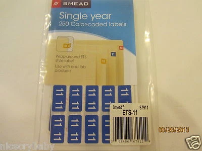 Smead 67911 ETS-11 Single Year 2011 Labels Pack of 250 Labels for End Tab Folder - Image 1 of 3
