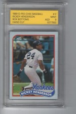 RICKEY HENDERSON 1989 O-PEE-CHEE OPC BOX BOTTOMS #F HAND CUT ASD 9 MINT