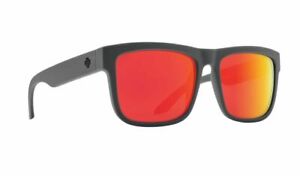 Spy Discord Sunglasses Soft Matte Dark Gray Red Spectra Mirror Polarized Lens  
