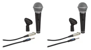 (2) Samson R21S Dynamic Handheld Microphones+Mic Clips+Cables+3.5mm adapters - Picture 1 of 6
