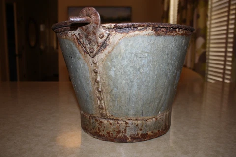 Vintage Zinc Farm Pail w/ Handle and Rust Cover