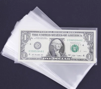 100 Pcs Professional Banknote Sleeves Paper Money Holder Collection Bag 7.5X16.5 - Image 1 of 4
