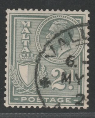 Malta GV 1926-27 Postage 2d greenish grey sg161 used - Image 1 of 2