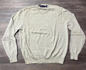 Ralph Lauren Purple Label Cashmere Ribbed Crewneck Military Commander Sweater L - Picture 1 of 10