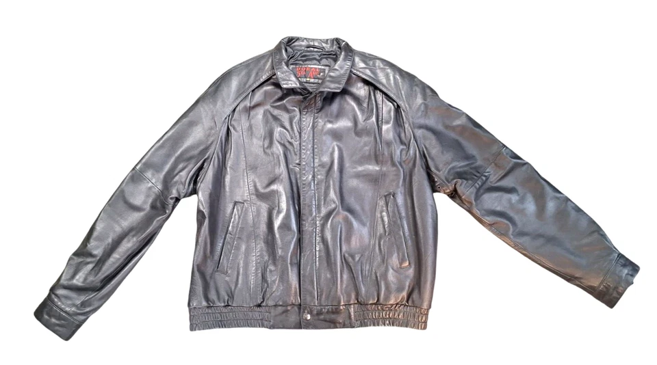 Doral 5th Ave 100% Leather Bomber Jacket Black Mens Size 46 (XL) from Turkey - Image 1 of 4