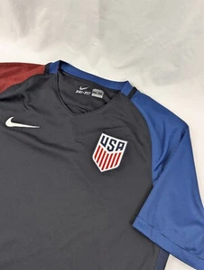 USMNT Soccer 2016 Team USA Nike Black Jersey Men's Large Authentic Dri Fit - Picture 1 of 8