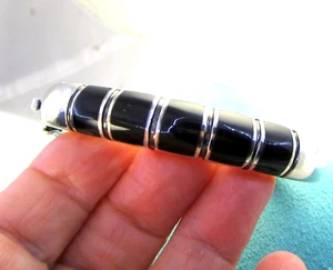 Tiffany & Co Vintage Sterling Silver Black Onyx Hinged 46.3 Gram Bangle Bracelet - Picture 1 of 9
