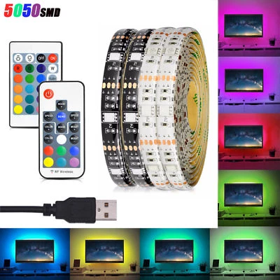 1-5M USB LED Strip Bar black lamp TV Rear Light 5050 RGB Color + Remote 5V - Image 1 of 4
