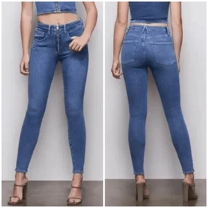 Good American Good Waist Exposed Zipper Blue420 Skinny Jeans Size 0/25 - Picture 1 of 8