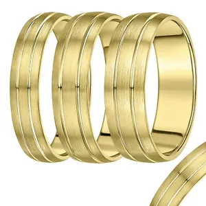 9ct Solid Yellow Gold Him - She with Screws Designed Wedding Nurseries 5mm 6mm - Picture 1 of 3
