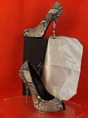 NUEVO EN CAJA ZAPATOS DE TACÓN ALTO GIUSEPPE ZANOTTI FRESNO PITÓN CUERO PEEP TOE NIKA 39.5  Foto 1 de 4