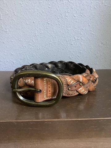 Fossil Leather Belt UT University of Texas Longhorns Braided Belt Womens SMALL Cover