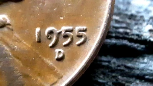 LOT 1955 D WHEAT DDO + DIE BREAK / CHIP ON DATE + PLANCHET PEEL + SMALL CUD REV - Picture 1 of 6