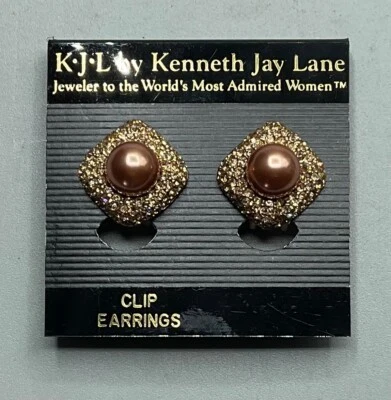KENNETH JAY LANE FAUX PEARL CLIP ON EARRINGS - Image 1 of 3