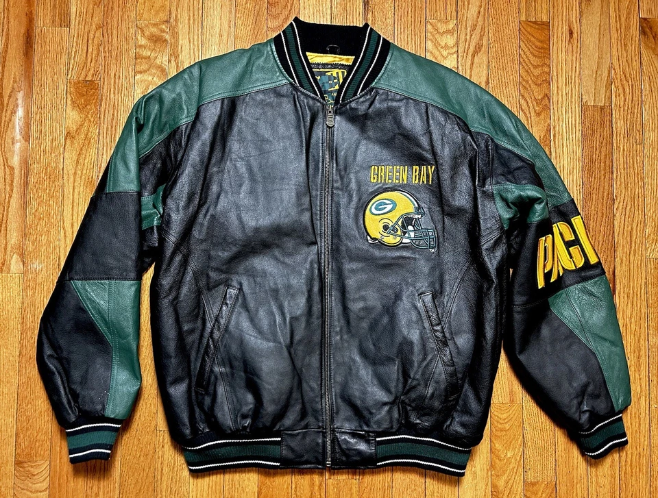 VTG Green Bay Packers G-III Carl Banks LEATHER Varsity NFL Jacket Men’s XL - Image 1 of 4