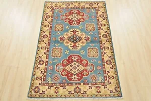 Kazak Rug 3'4'' x 5' Blue Wool Tribal Hand-Knotted Oriental Carpet - Picture 1 of 13