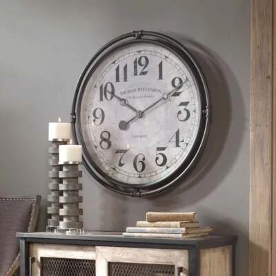 RELOJ DE PARED NAKUL 30" ESTILO INDUSTRIAL HIERRO LONDRES CARA ENVEJECIDA 06449 Foto 1 de 4