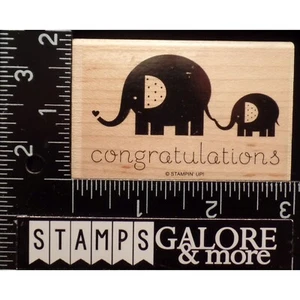 Stampin' Up! RUBBER STAMPS CONGRADULATIONS MOM & BABY ELEPHANT WISHES #15 - Picture 1 of 2