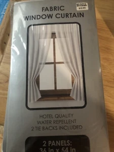 Hotel Qualität Stoff Fenstervorhang 36" x 54" weiß mit 2 Raffbändern - Bild 1 von 2