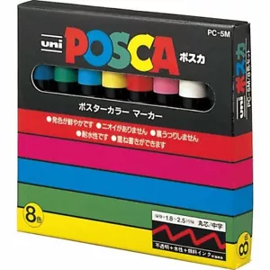 Uni-posca Paint Marker Pen - Medium point - Set of 8 (PC-5M8C) FAST SHIPPING - Picture 1 of 5