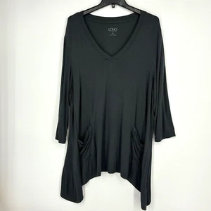 LOGO Lori Goldstein Womens XL Pullover Tunic Top Dark Gray Long Sleeves Pockets - Picture 1 of 8