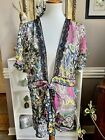 CAbi Sz S Womens Beaches of St Tropez Floral Ruffled Sheer Kimono Cover Up
