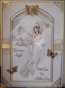 HANDMADE PERSONALISED PAGAN FANTASY MOTHER'S DAY CARD A ANGEL & BUTTERFLIES - Picture 1 of 3