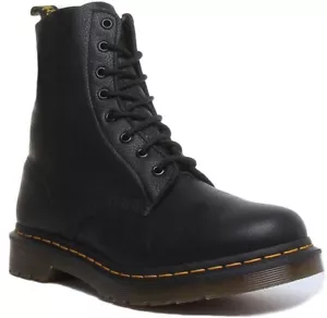 DR MARTENS Pascal Virginia Damen 8 Ösen Leder Stiefel IN Schwarz Größe UK 3 - 8 - Bild 1 von 12
