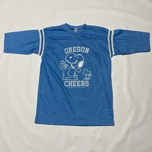 60s? VTG Snoopy Woodstock Oregon Cheers Peanuts L Shirt Raglan ARTEX spruce mayo - Picture 1 of 13