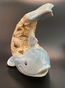 Large Glazed Ceramic Whale Fish Tea Light Candle Holder 7.5 X 5 NIB - Picture 1 of 5