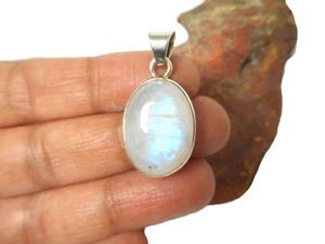 Mondstein-Sterling-Silber-925-Edelstein-Anhänger-Geschenk-boxed - Picture 1 of 5